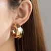 2026 New Fashion Metal Geometric Round Circle Hoop Earrings for Women Vintage Gold Color C-Shaped Statement Earring Zircon Gift