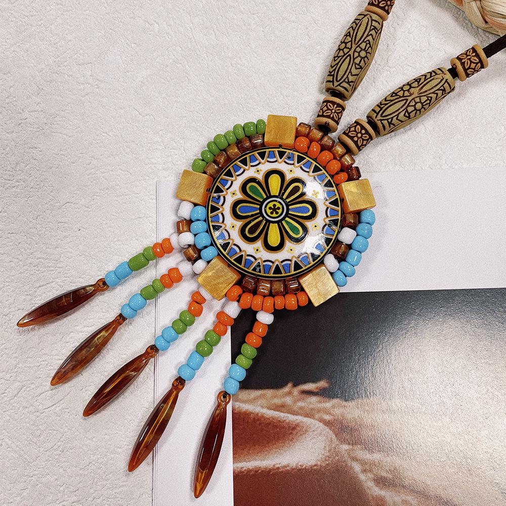 Ethnic Style Vintage Leather Necklace Long Fashion Bohemian Sweater Chain Fashion Clothing Accessories