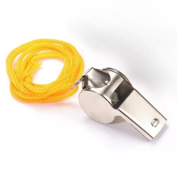 1Pc Stainless Steel Sports Whistles with Lanyard - Loud Crisp Sound for Coaches Referees And Officials