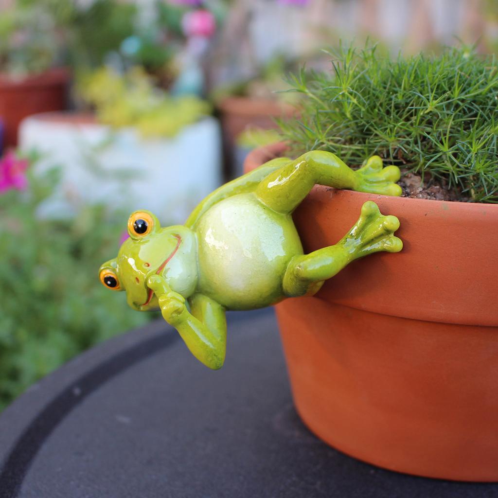 2-piece frog flowerpot pendant, creative garden bonsai decoration animal pendant, hand-painted resin crafts