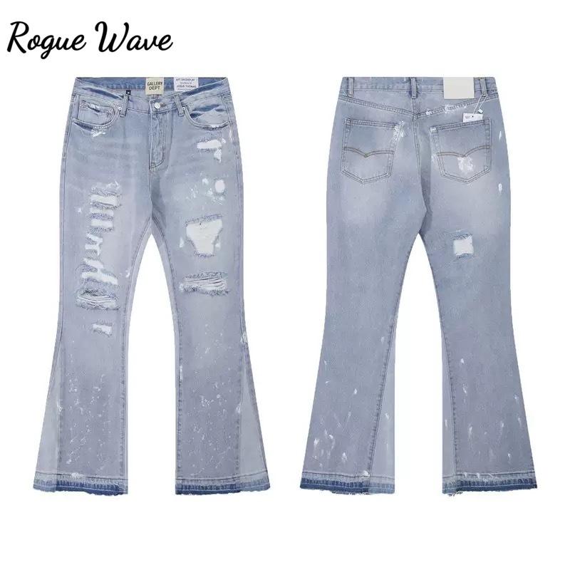 RogueWave Fashion Print Jeans Loose Casual Sports Denim Pants for Men and Women