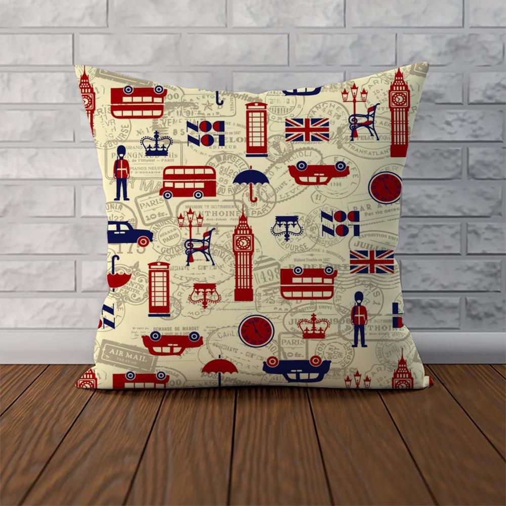 LOVE England Printed Pillow Case For Car Sofa Decorative Home Doublesided Print Plush Square Throw Pillow Cushion Cover