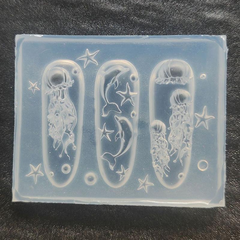 Ozean-Serie Tier-Silikonform Muschel, Schnecke, Nagel, Qualle, Delfin, Schleife, Muschel 3D Weicher Anhänger Maniküre-Form Schablone Werkzeug