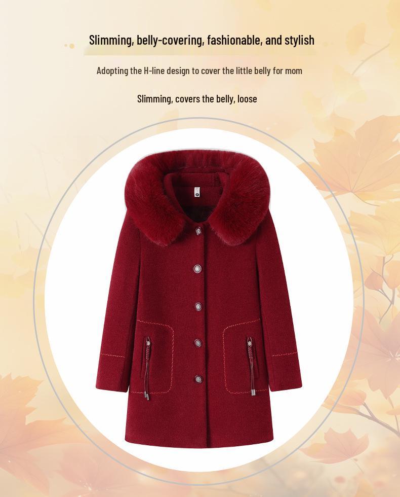 Mink Velvet Coat: New Winter Style for Middle-Aged Women, Plus-Size Woolen Jacket for Autumn and Winter