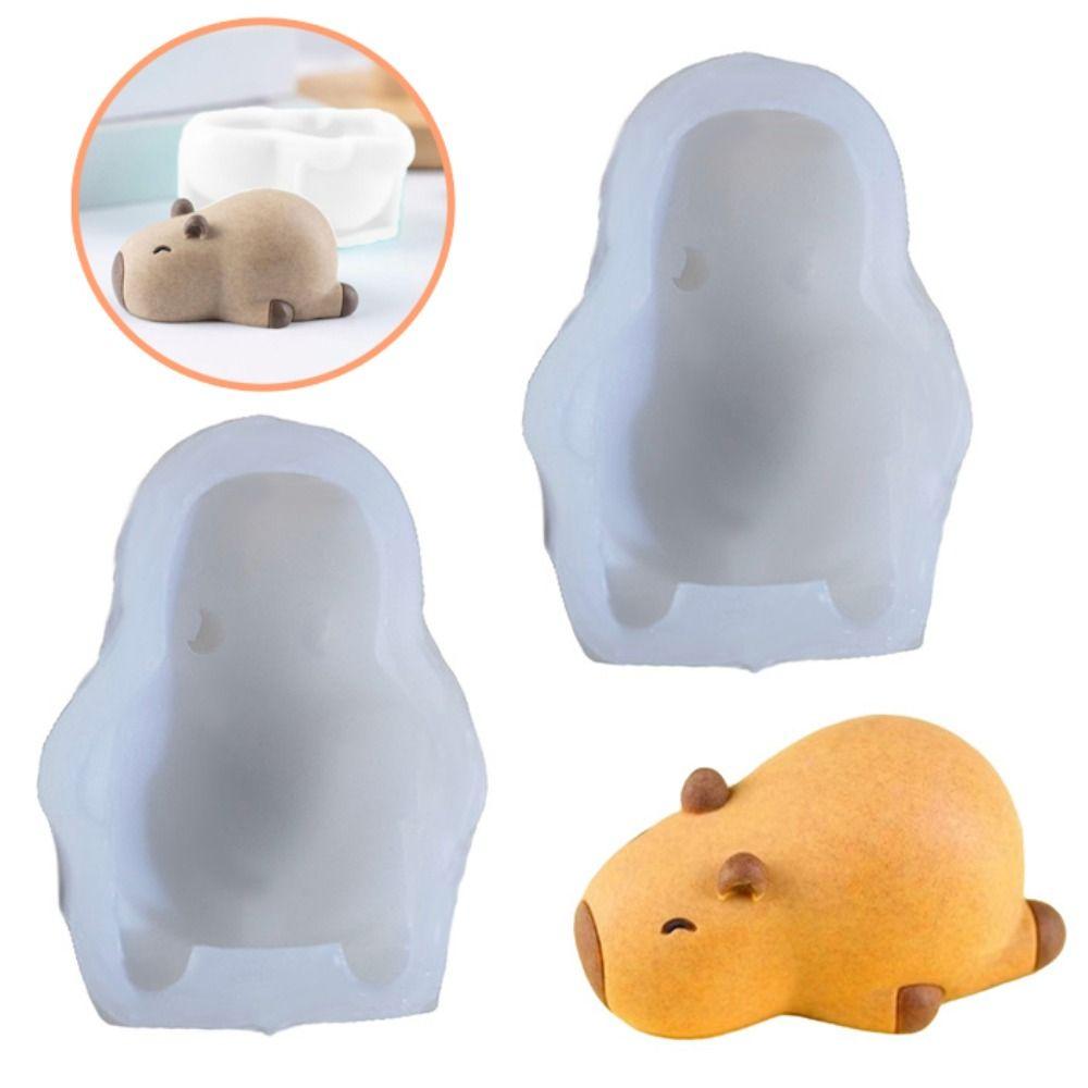 2Pcs Creative Capybara Pudding Mould Cute Non-Stick 3D Animals Silicone Molds Lovely Handmade Dessert Baking Mold