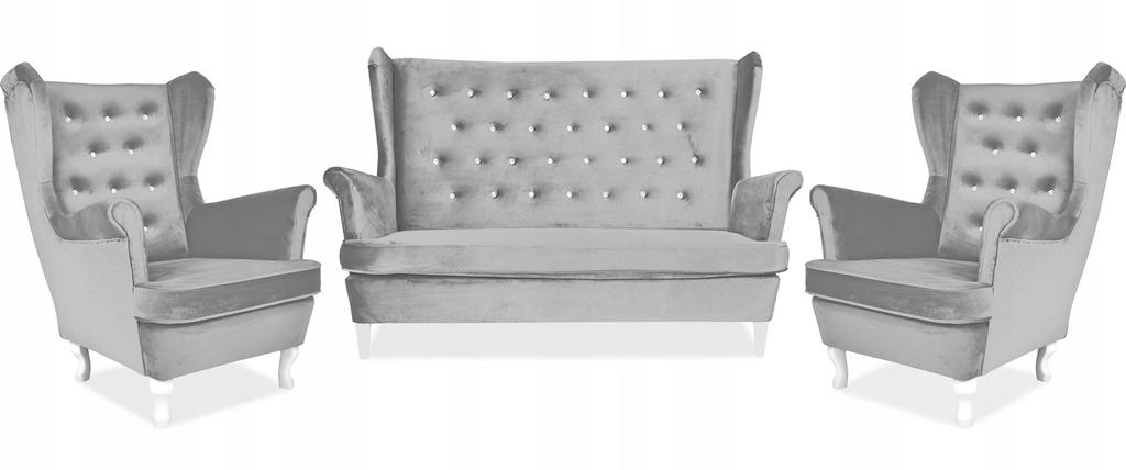 Sofa Couch Ohrensessel Diana skandinavisch nicht ausziehbar Family Mebl hellgrau