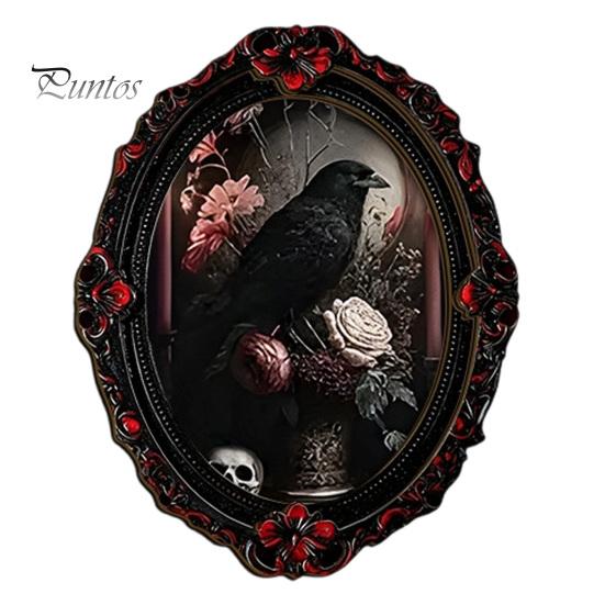 Vintage Oval Photo Frame Decor Halloween Gothic Refrigerator Magnet, Retro Fridge Magnets, Distressed Soft Magnetic Ghost Theme Stickers Dark