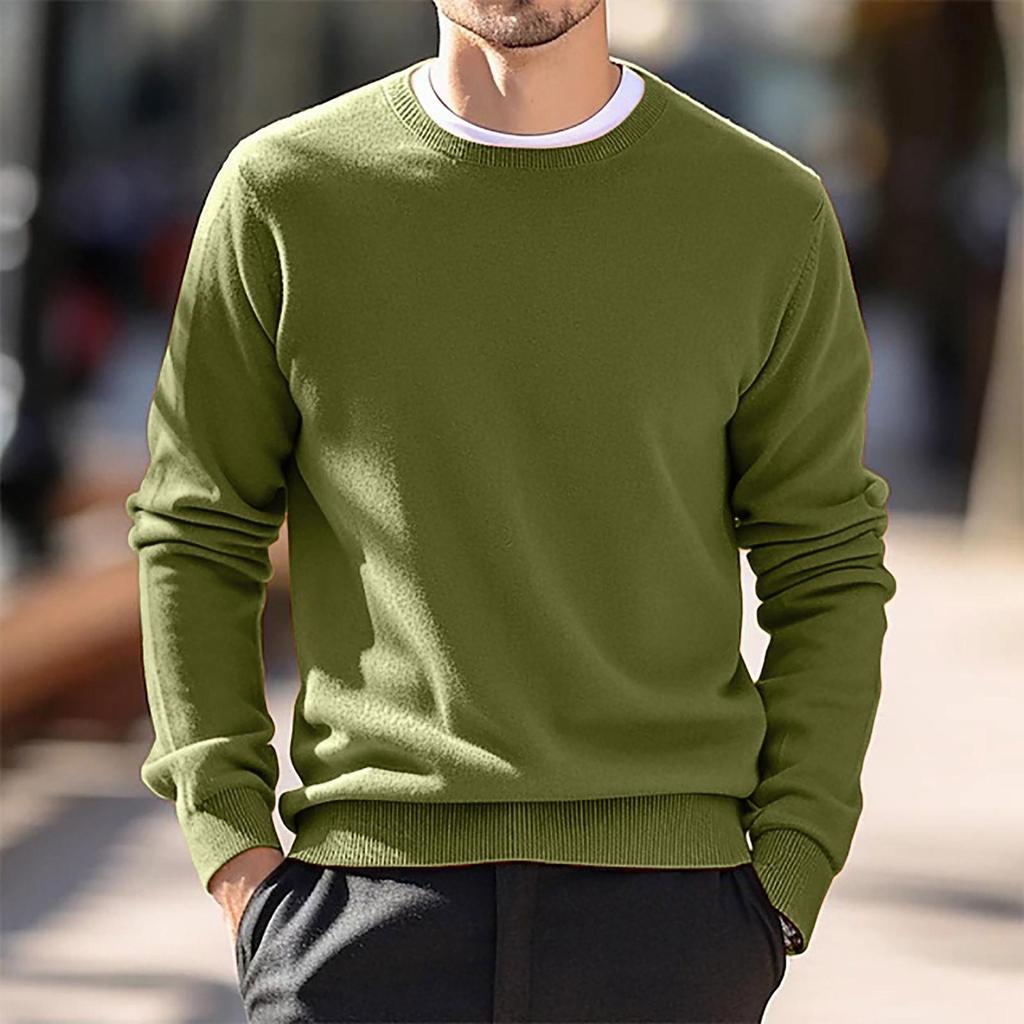 2024 Autumn/Winter Men's Round Neck European-American Knitwear Thin Wool Sweater