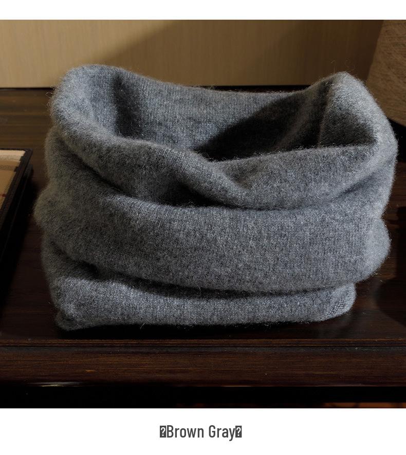 Men's 100% Pure Cashmere Knitted Neck Warmer - Autumn/Winter Style with Rolled Edge for Added Warmth and Comfort