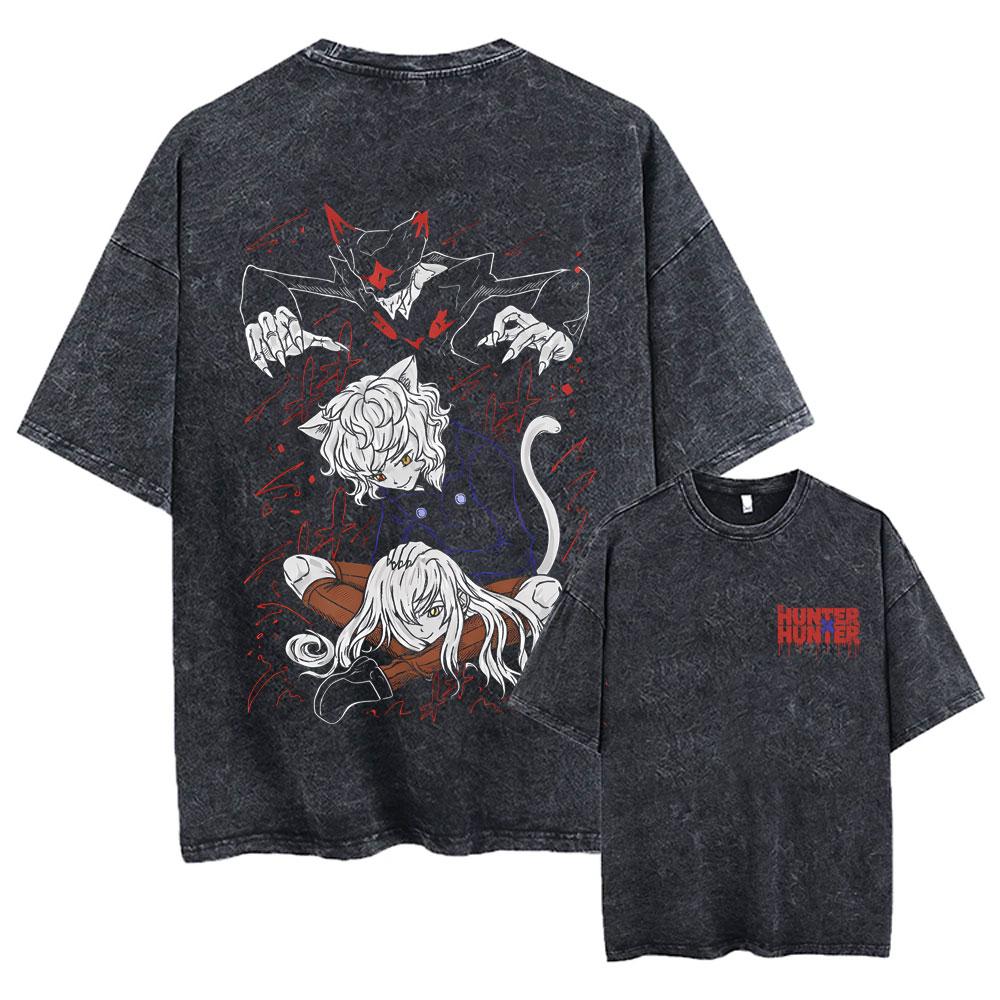 Washed Vintage Anime Hunter X Hunter T-shirt Phantom Troupe Spider Chrollo Lucilfer Merch T Shirt Men