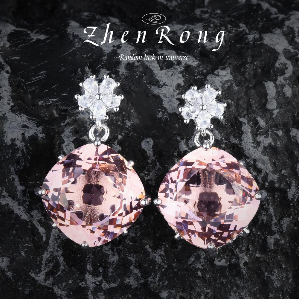 Einzigartiges Damenschmuckset Champagnerfarbener Diamant Cocktailring Rosa Morganit Ohrringe Turmal Geschenk