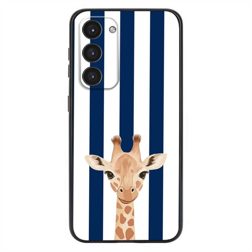 Striped Background Giraffe Phone Case For Samsung Galaxy A20,21s,22,31,32,52,53,72,73,80,91 Soft Liquid Silicone Black Cover