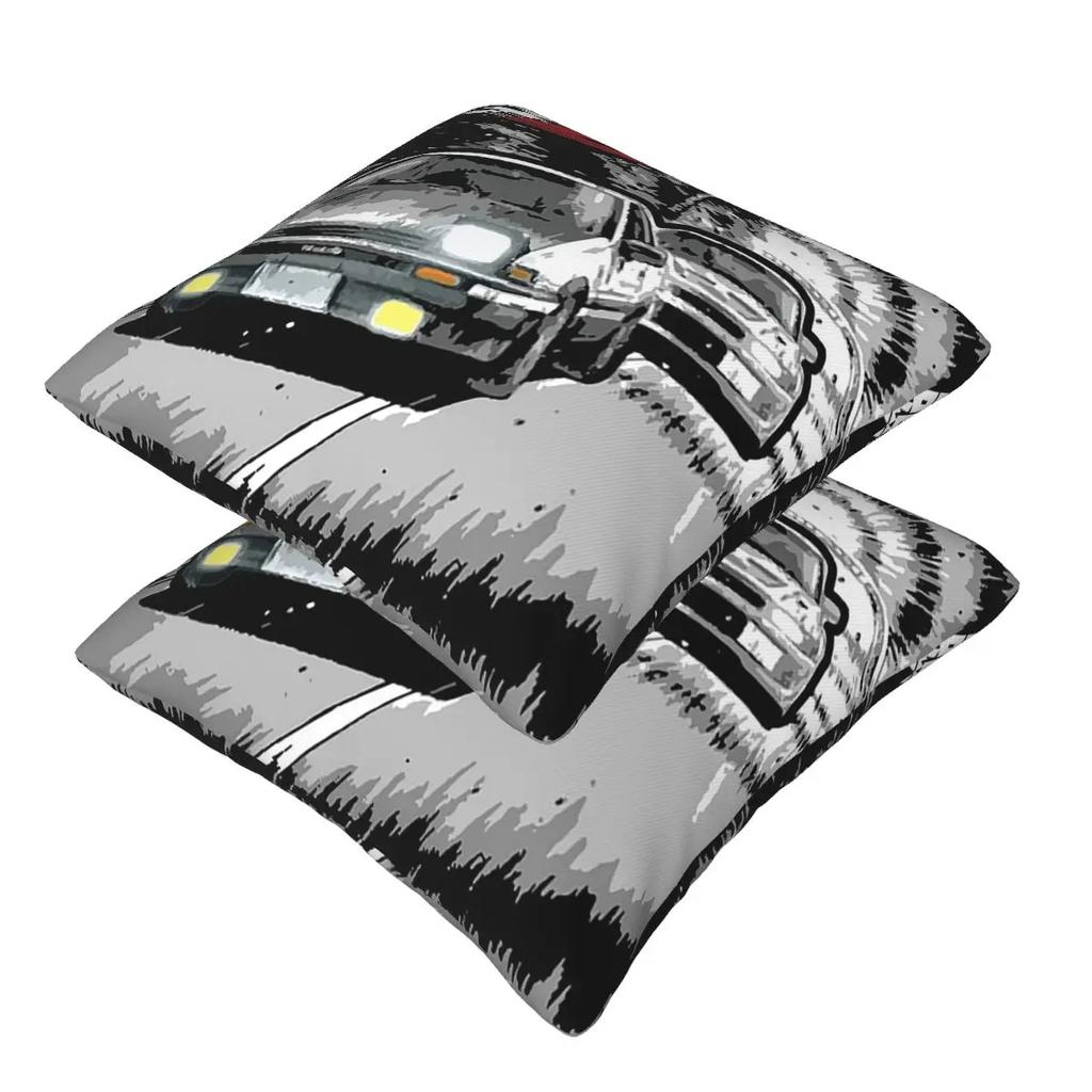 Initial D - Mountain Drift Racing Ae86 2 Pcs Square Pillowcase Pillow Cover Cushion Throw Pillow For Home Bedroom