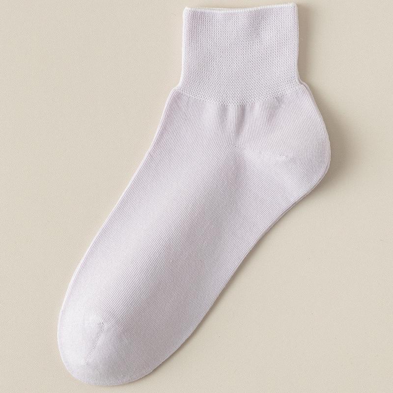 Women's Odor-Resistant Thin Cotton Summer Socks - Loose Cuff, Postpartum Comfort, Solid Color Mid-Calf Dopamine Style.
