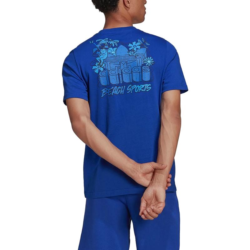 Adidas Originals T Shirts Men's Blue Crew Neck Thin Straight Fit HF2303
