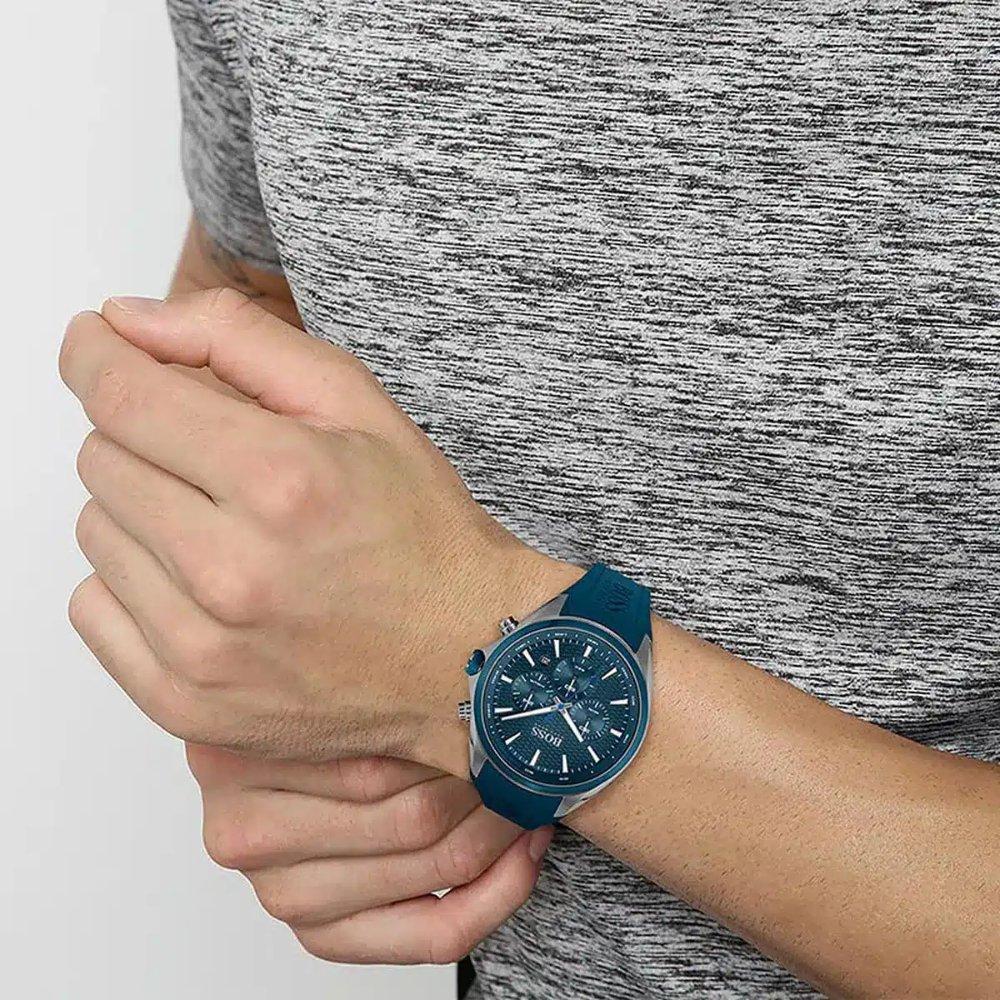 Hugo Boss 1513856 Ceas Bărbătesc Cronograf cu Cadran Albastru Distinct