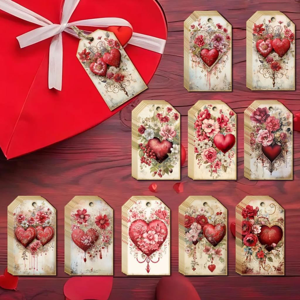 20 Stück Vintage Valentinstags-Geschenkanhänger - Perfekt zum Einpacken & Dekorieren, Ideal für Hochzeiten, Junggesellenabschiede & Mehr