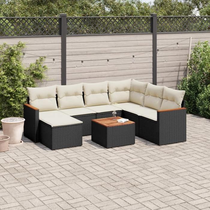 VidaXL Garden Lounge Set with Cushions 8 Pcs, Patio Sofas, Patio Furniture Set, Outdoor Furniture, Black 3258612