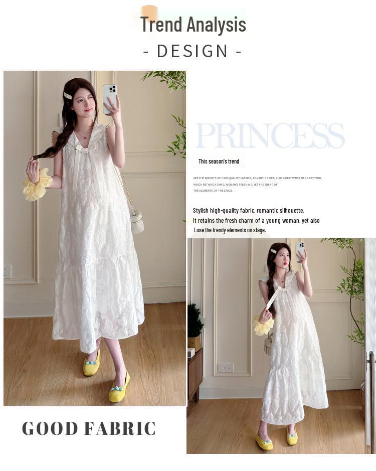 2026 Summer Slim Fit French Fairy Plus Size Sleeveless Maternity Dress