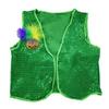 Sparkling Irish Green Sequined Vest for Cospaly Party Nights Festival Celebrations and Role Play Costume Perfection