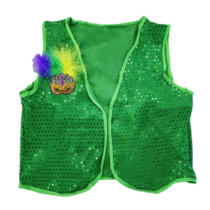Sparkling Irish Green Sequined Vest for Cospaly Party Nights Festival Celebrations and Role Play Costume Perfection
