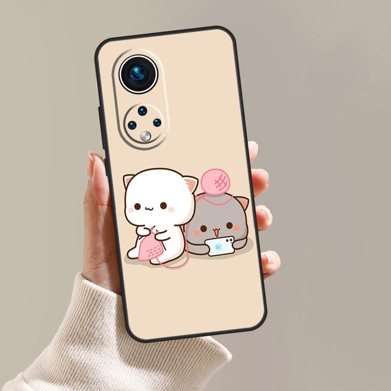 Cartoon Peach Mochi Cat Case For Honor 90 Lite 70 50 X9a X8a X7a X6a X7 X8 X9 9X 8X Magic 5 Pro Magic 5 Lite Cover