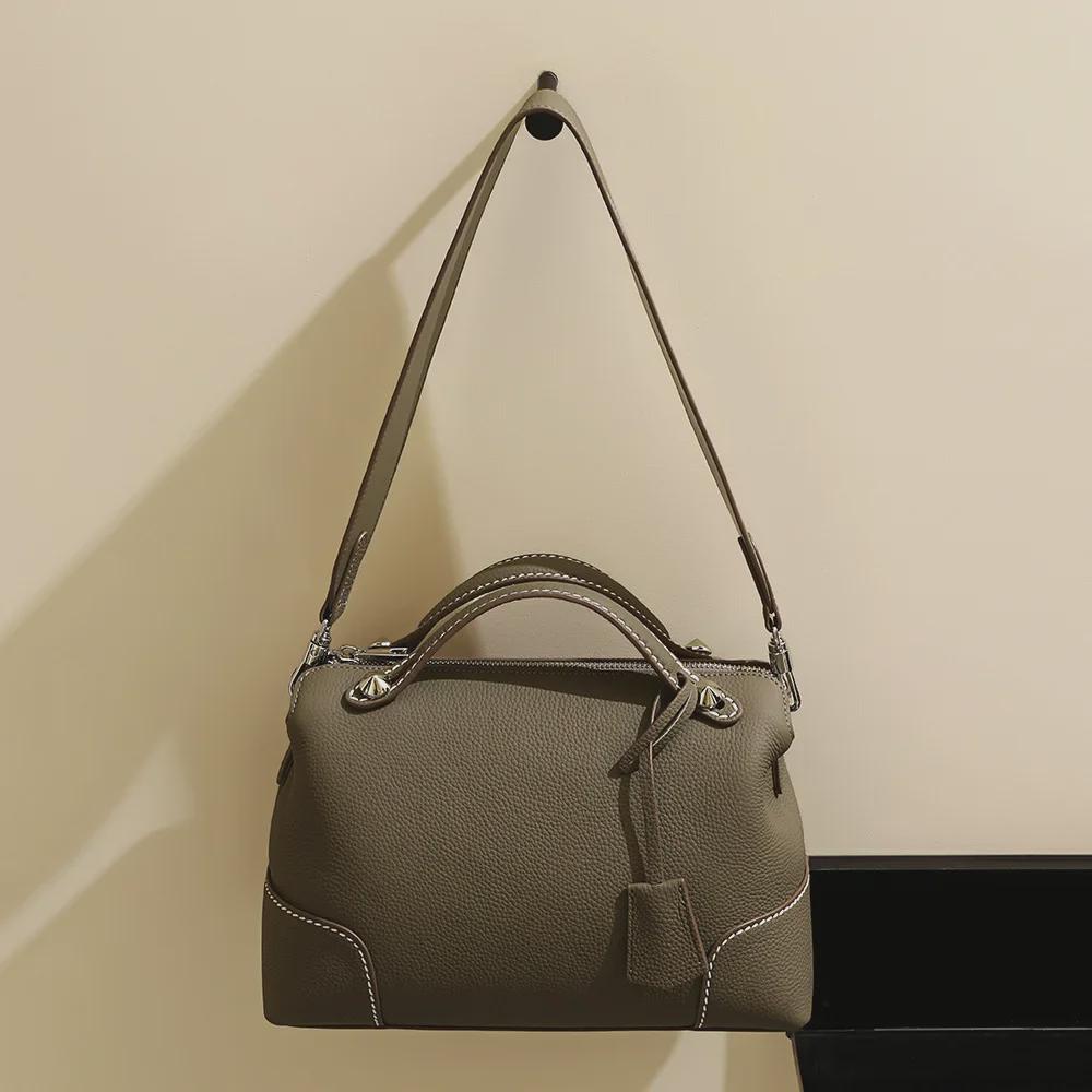 Women's High-End Genuine Leather Shoulder Bag - Large Capacity & Minimalist Design