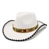 Niche Design Hemming Top Hat Can Be Worn In All Seasons Tibetan Ethnic Style Dancing Jazz Hat Men's and Women's Vacation Cowboy Hat