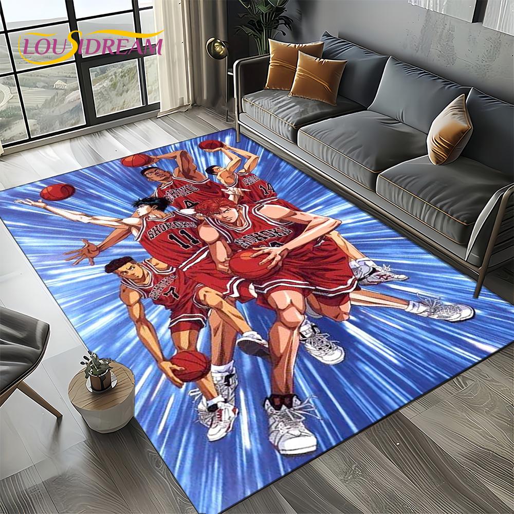 2025 New Cartoon Slam Dunk Anime Basketball Carpet Rug for Bedroom Living Room Home Sofa Decoration,kid Play Decor Floor Mat