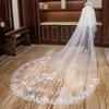 Double Layer 4-Meter Lace Bridal Veil with Extra Long Train - Soft Tulle for Photoshoots