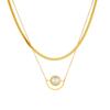 Vergoldete mehrschichtige Fischgräten-Perlenkette, Zarter doppeltkettiger Schlangen-Choker mit Süßwasserperlen-Anhänger, Luxuriöser Schmuck für Frauen Geschenk