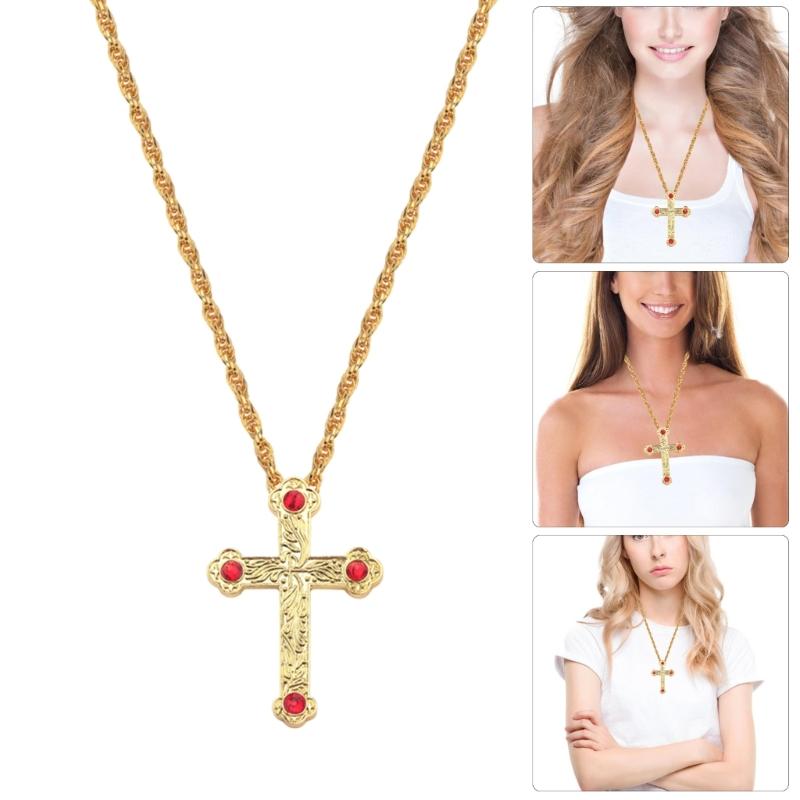 Multipurpose Crosses Necklace Pendant with Elegant Designs Unisex Fashion Accessory Jewelry with Adjustable Length Chain