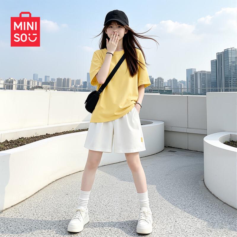 MINISO Girls' Pure Cotton Summer T-shirt & Shorts Set