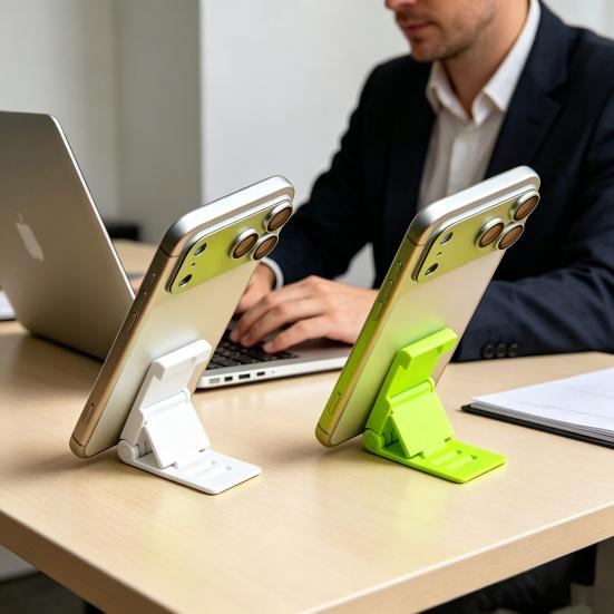 2Pcs Foldable Phone Stand Adjustable Angle Pocket-Sized Portable Holder for Desk Travel Non-Slip Smartphones Mount for Watching Videos & Video Calls