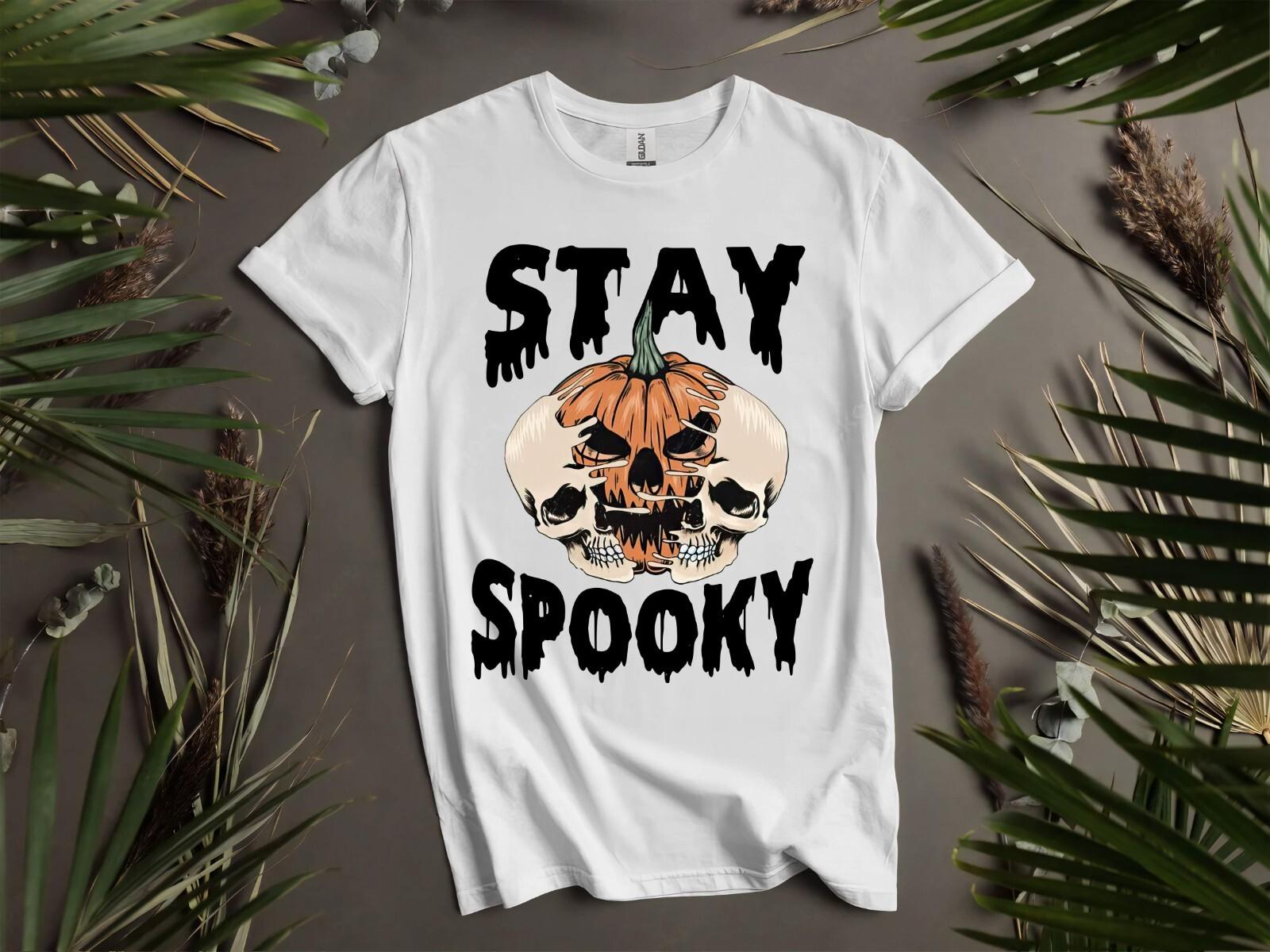 Stay Spooky Poster Pumpkin T-shirt T shirt Men Women Unisex Tshirt K987 XXL