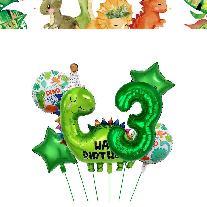 Dinosaur Birthday Decoration Party Supplies Set Cup Plate Tablecloth Dinosaur Balloons Happy Banner Cake Topper for Kids Favors