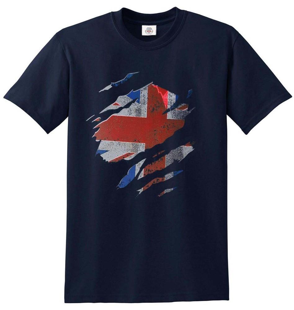 Ripped Union Jack Flag Tshirt Funny T Shirt Country British Retro Fashion Sport