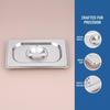 Stainless Steel Handle Lock Heat 1/9 1/6 1/4 1/3 1/2 1/1 Food Pan Lid Steam Table Pan Covers Notched Lids