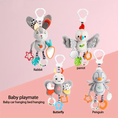 צעצועים חדשים וכיפיים לילדים ארנב פרפר תוכי פינגווין תלייה לרכב צעצוע רעשן חינוכי מתנה לחג, לחג ההודיה, לחג המולד, ליום הולדת