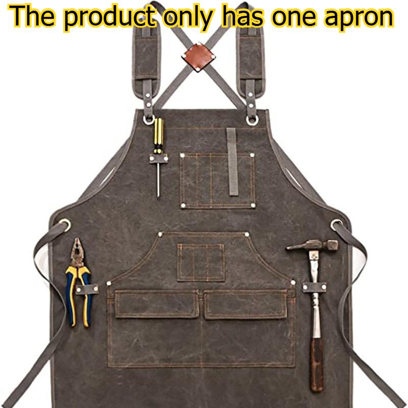 1pcs Minimalist Thickened Canvas Apron Carpenter Electrician Gardening Workwear Multi-Pocket Tool Apron Durable Work Apron серый