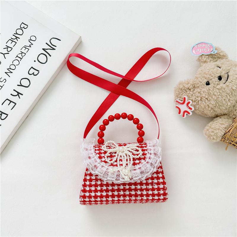 Adorable Red Princess Bag For Girls Featuring Fun Plaid Bow Design Perfect For Preschool