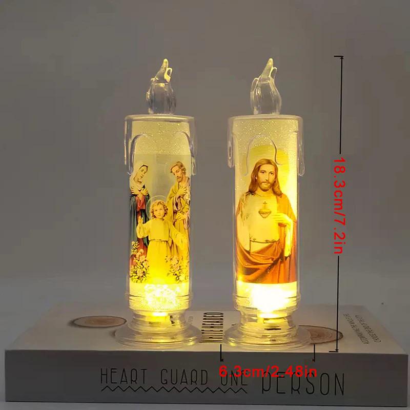 Jésus Vierge Christ Lampe Bougie LED Romantique Sans Flamme Bougie Chauffe-Plat Religieuse Veilleuse Ornement Décoratif de Bureau