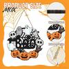 Scary Party Supplies Halloween Wooden Wreath Door Hanger Sign, Pumpkin Ghost Black Cat Witch Rustic Wall Art Bat Patterns, Hanging Plaque for