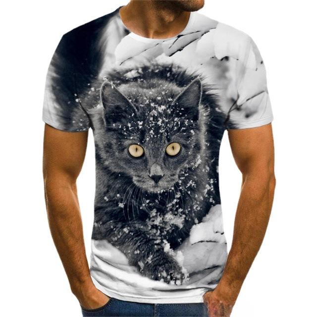 New Men's Short Sleeved T-shirt Cat Series 3D Printed Short Sleeved T-shirt