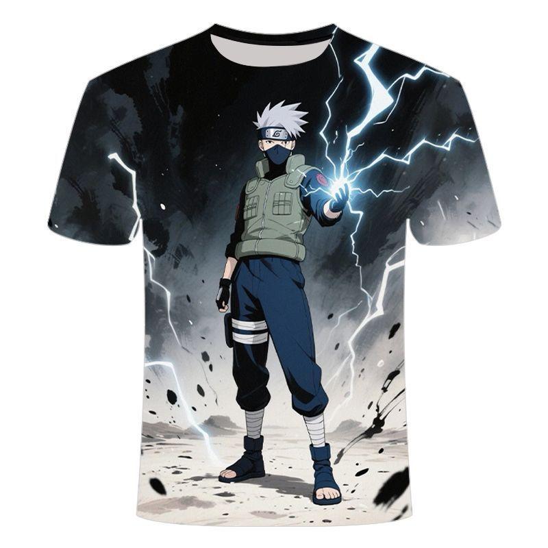 2026 Summer New Stylish Naruto Anime Round-neck Short-sleeved 3D Digital Printed T-shirt, A Versatile Top for Students