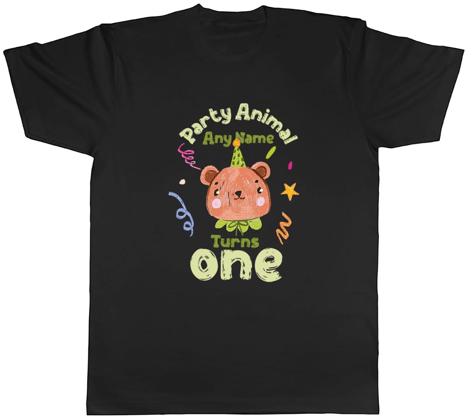 Personalised Party Animal Bear Turns Any Name Age Mens T-Shirt Tee Gift Top XL