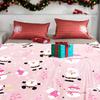 Pink Santa Snowman Christmas Flannel Throw Blanket, Cute Xmas Santa Snowman Print Soft Warm Blanket for Sofa Bed Holiday Home Decor Gift