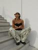Modische Damen Jeans mit weitem Bein und Leopardenmuster - Retro-Waschung, Bodenlang, Locker, Lässig, Streetwear