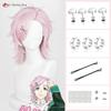Anime Mitsuki Kiryu Cosplay Wig Pink 40cm Wigs Heat Resistant Synthetic Hair Halloween Party Role Play Unisex Wigs + Wig Cap