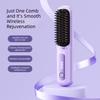 2 In 1 Mini Hair Straightener Brush Fast Heating Anti-Scald Cordless Straightener Brush Hair Flat Iron Curler Girl Combing Hair